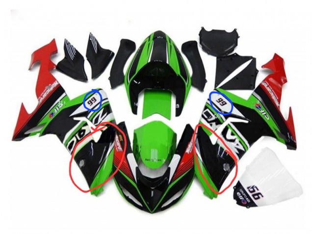 Großhandel For Mark Only: Kawasaki ZX10R Motorrad Verkleidung 2006-2007 - Grun Weiss Rot Schwarz 66