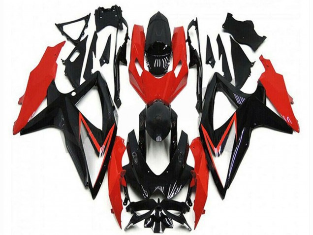 Großhandel Suzuki GSXR 600/750 Motorrad Verkleidung 2008-2010 - Rot Glanzendes Schwarz Streifen