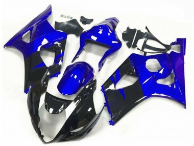 Großhandel Suzuki GSXR 1000 Motorrad Verkleidung 2003-2004 - Blau Glanzendes Schwarz Streifen