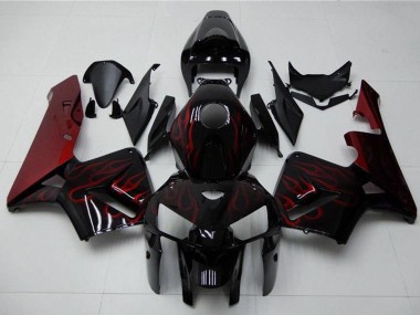 Großhandel Honda CBR600RR Motorrad Verkleidung Kit 2005-2006 - Glanzendes Schwarz Rot Flamme