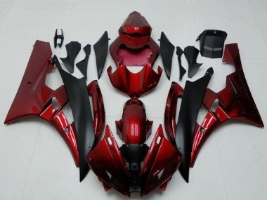 Großhandel Yamaha YZF R6 Motorrad Verkleidung Kit 2006-2007 - Rot Matt Schwarz