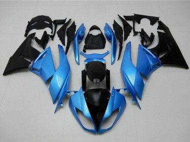 Großhandel Kawasaki ZX6R Motorrad Verkleidung 2009-2012 - Hellblau Glanzendes Schwarz