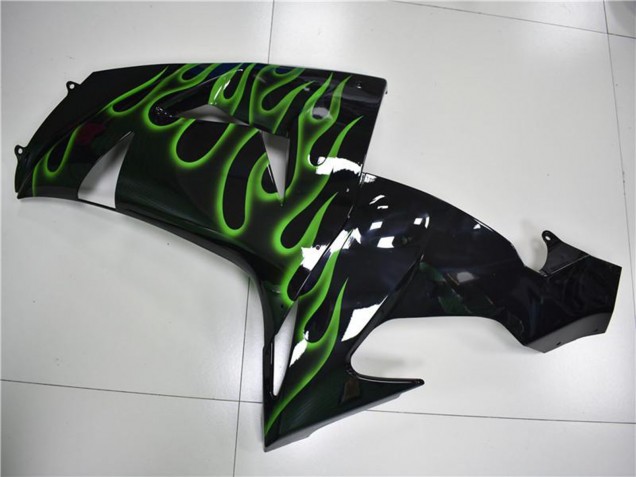 Großhandel Kawasaki ZX10R Motorrad Verkleidung 2006-2007 - Glanzendes Schwarz Grun Flamme