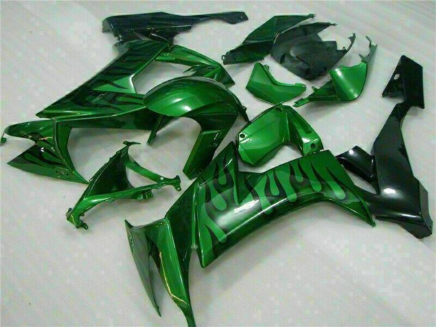 Großhandel Kawasaki ZX10R Motorrad Verkleidung 2008-2010 - Glanzendes Schwarz Grun Flamme