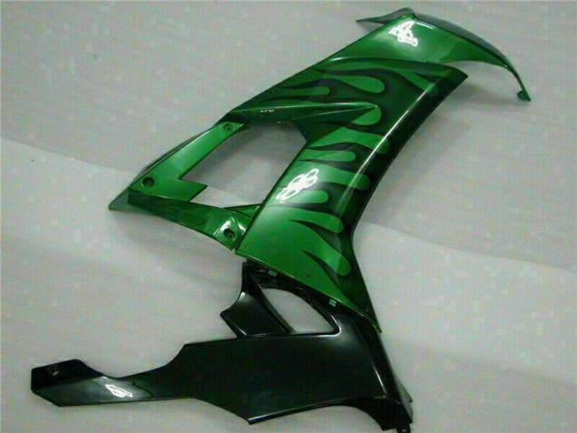 Großhandel Kawasaki ZX10R Motorrad Verkleidung 2008-2010 - Glanzendes Schwarz Grun Flamme