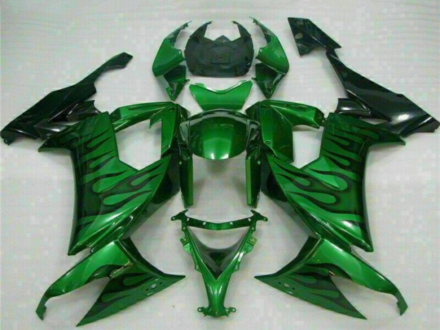 Großhandel Kawasaki ZX10R Motorrad Verkleidung 2008-2010 - Glanzendes Schwarz Grun Flamme