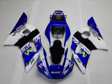 Großhandel Yamaha YZF R6 Motorrad Verkleidung 1998-2002 - Weiss Blau Schwarz MoviStar ENEOS Yamalube