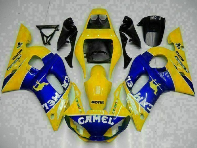 Großhandel Yamaha YZF R6 Motorrad Verkleidung 1998-2002 - Gelb Blau Weiss Kamel Motul