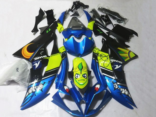 Großhandel Yamaha YZF R6 Motorrad Verkleidung 2008-2016 - Blau Gelb Schwarz Hai