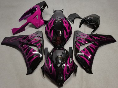 Großhandel Honda CBR1000RR Motorrad Verkleidung 2008-2011 - Glanzendes Schwarz Rosa Flamme