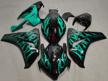 Großhandel Honda CBR1000RR Motorrad Verkleidung 2008-2011 - Glanzendes Schwarz Grun Flamme
