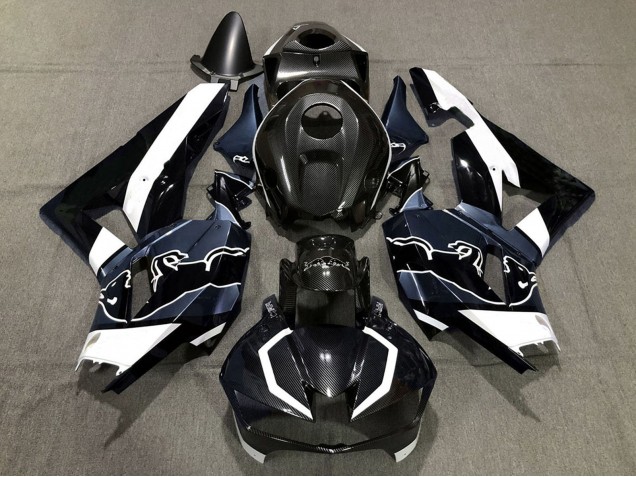 Großhandel Honda CBR600RR Motorrad Verkleidung 2013-2023 - Schwarzer Carbonfaser Stil Weiss blau Bull