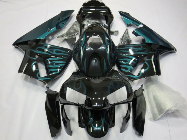 Großhandel Honda CBR600RR Motorrad Verkleidung 2003-2004 - Glanzendes Schwarz Grun Flamme