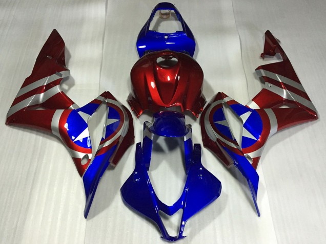 Großhandel Honda CBR600RR Motorrad Verkleidung 2007-2008 - Rot Silber Blau Captain America