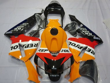 Großhandel Honda CBR600RR Komplette Motorrad Verkleidung Kit 2003-2004 - Orange Weiss Rot Glanzendes Schwarz Repsol