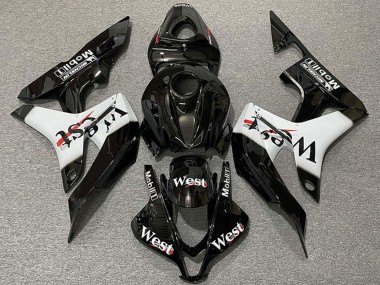 Großhandel Honda CBR600RR Motorrad Verkleidung 2007-2008 - Glanzendes Schwarz Weiss West Stil