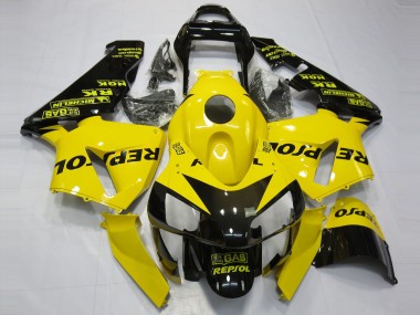 Großhandel Honda CBR600RR Motorrad Verkleidung 2003-2004 - Gelb Glanzendes Schwarz Repsol