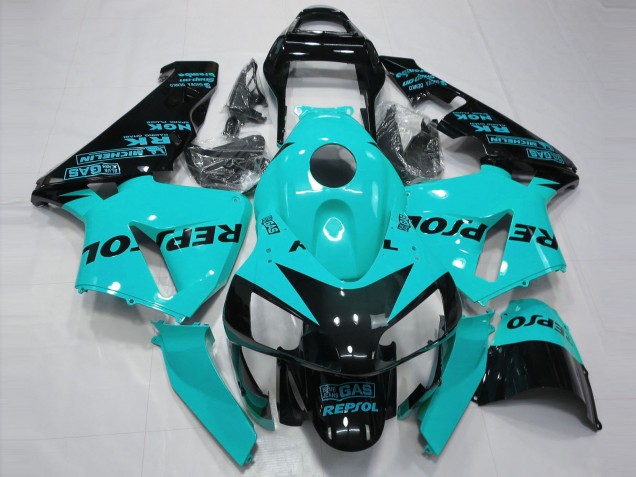 Großhandel Honda CBR600RR Motorrad Verkleidung 2003-2004 - Hellblau Glanzendes Schwarz Repsol