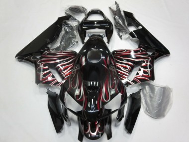 Großhandel Honda CBR600RR Motorrad Verkleidung 2005-2006 - Glanzendes Schwarz Silber Rot Flamme