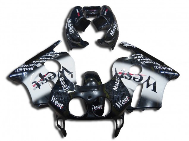 Großhandel Honda CBR250RR Motorrad Verkleidung 1990-1998 - Glanzendes Schwarz Weiss West