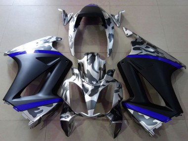 Großhandel Honda VFR 800 Motorrad Verkleidung 2002-2013 - Grau Camouflage Blau Matt Schwarz