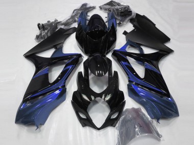 Großhandel Suzuki GSXR 1000 Motorrad Verkleidung 2007-2008 - Blau Glanzendes Schwarz