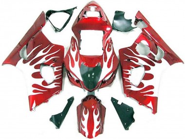 Großhandel Suzuki GSXR 1000 Motorrad Verkleidung 2003-2004 - Weiss Rot Flamme