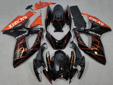 Großhandel Suzuki GSXR 600 / GSXR 750 Motorrad Verkleidung 2006-2007 - Glanzendes Schwarz Orange Bacardi