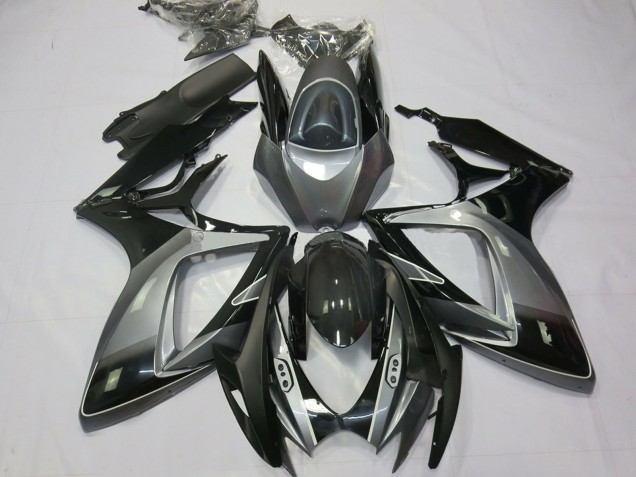 Großhandel Suzuki GSXR 600 / GSXR 750 Motorrad Verkleidung 2006-2007 - Grau Glanzendes Schwarz Streifen