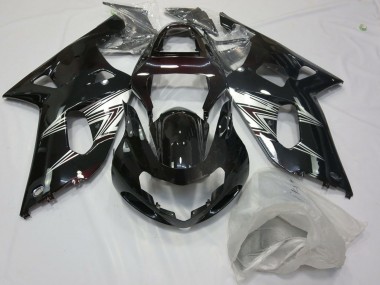Großhandel Suzuki GSXR 600 / GSXR 750 Motorrad Verkleidung 2001-2003 - Glanzendes Schwarz Silber Weiss