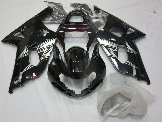Großhandel Suzuki GSXR 600 / GSXR 750 Motorrad Verkleidung 2001-2003 - Glanzendes Schwarz Silber Weiss