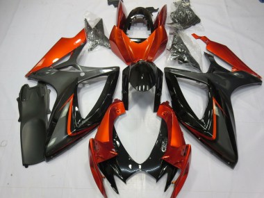 Großhandel Suzuki GSXR 600 / GSXR 750 Motorrad Verkleidung 2006-2007 - Burnt Orange Grau Glanzendes Schwarz