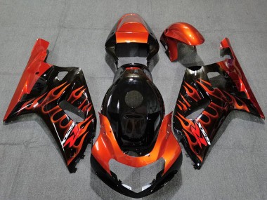 Großhandel Suzuki GSXR 600 / GSXR 750 Motorrad Verkleidung 2001-2003 - Glanzendes Schwarz Orange Flamme