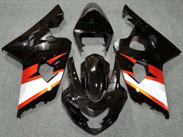 Großhandel Suzuki GSXR 600 / GSXR 750 Motorrad Verkleidung 2004-2005 - Glanzendes Schwarz Orange Weiss