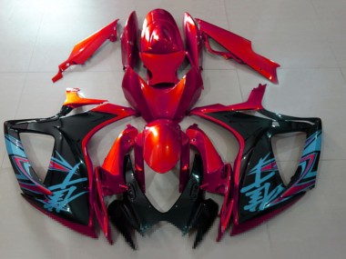 Großhandel Suzuki GSXR 600 / GSXR 750 Motorrad Verkleidung 2006-2007 - Rot Schwarz Hellblau