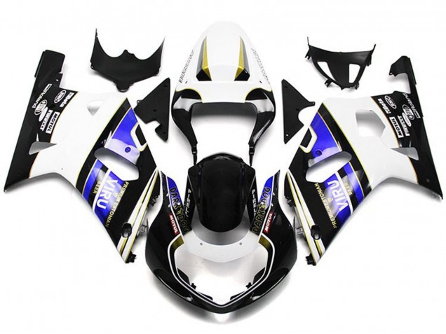 Großhandel Suzuki GSXR 600 / GSXR 750 Motorrad Verkleidung 2001-2003 - Weiss Blau Glanzendes Schwarz Viru Stil