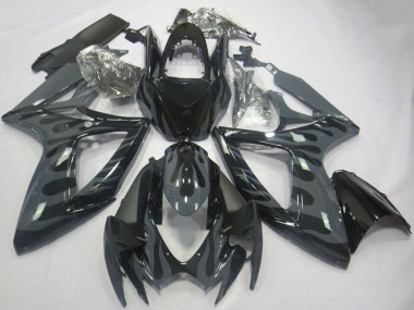 Großhandel Suzuki GSXR 600 / GSXR 750 Motorrad Verkleidung 2006-2007 - Grau Schwarz Flamme