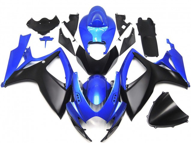 Großhandel Suzuki GSXR 600 / GSXR 750 Motorrad Verkleidung 2006-2007 - Blau Matt Schwarz Massgeschneidert OEM Stil