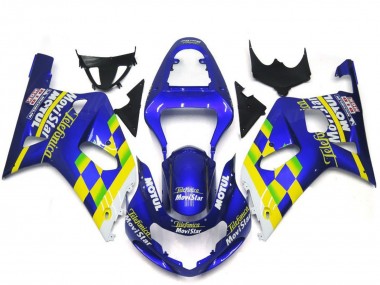 Großhandel Suzuki GSXR 600 / GSXR 750 Motorrad Verkleidung 2001-2003 - Blau Gelb Grun Weiss MoviStar