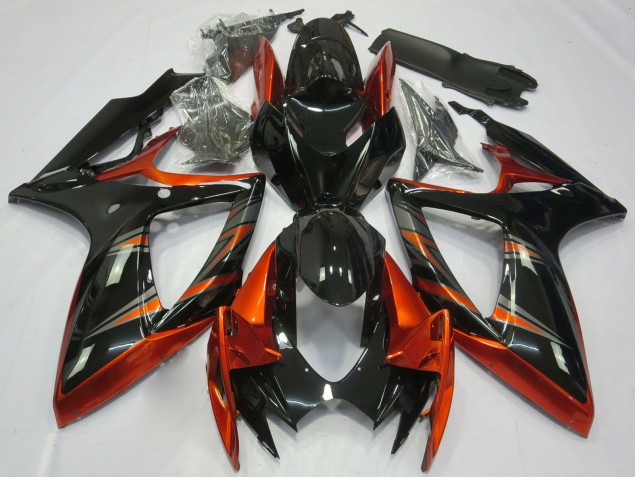 Großhandel Suzuki GSXR 600 / GSXR 750 Motorrad Verkleidung 2006-2007 - Orange Glanzendes Schwarz
