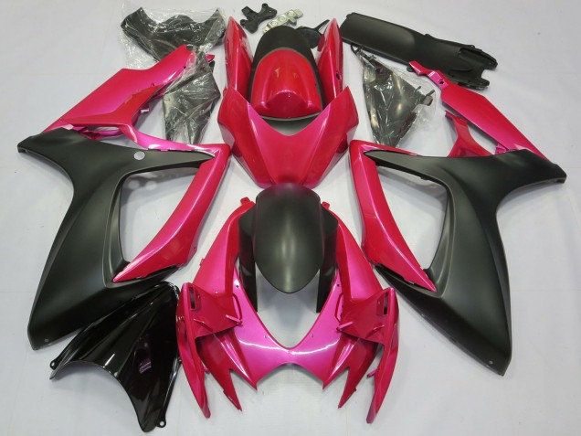 Großhandel Suzuki GSXR 600 / GSXR 750 Motorrad Verkleidung 2006-2007 - Rosa Matt Schwarz