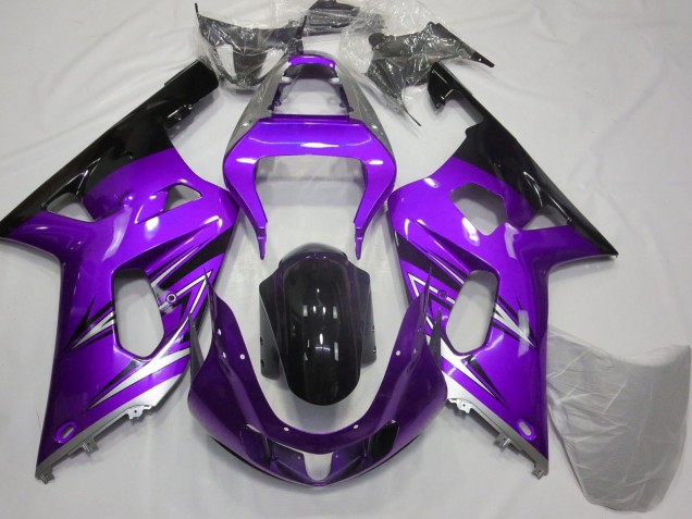 Großhandel Suzuki GSXR 600 / GSXR 750 Motorrad Verkleidung 2001-2003 - Lila Silber Glanzendes Schwarz