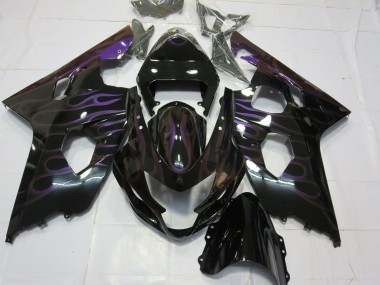 Großhandel Suzuki GSXR 600 / GSXR 750 Motorrad Verkleidung 2004-2005 - Glanzendes Schwarz Lila Flamme
