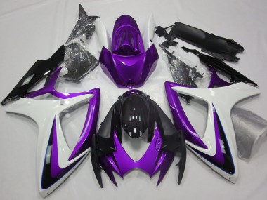 Großhandel Suzuki GSXR 600 / GSXR 750 Motorrad Verkleidung 2006-2007 - Lila Weiss Glanzendes Schwarz