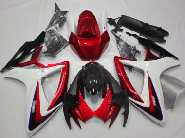 Großhandel Suzuki GSXR 600 / GSXR 750 Motorrad Verkleidung 2006-2007 - Weiss Rot Glanzendes Schwarz