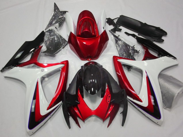 Großhandel Suzuki GSXR 600 / GSXR 750 Motorrad Verkleidung 2006-2007 - Weiss Rot Glanzendes Schwarz