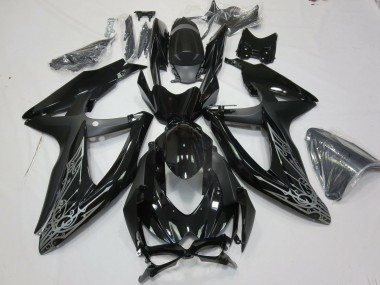 Großhandel Suzuki GSXR 600 / GSXR 750 Motorrad Verkleidung 2008-2010 - Glanzendes Schwarz Silber