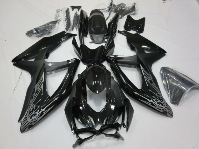 Großhandel Suzuki GSXR 600 / GSXR 750 Motorrad Verkleidung 2008-2010 - Glanzendes Schwarz Silber
