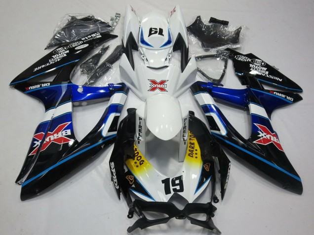Großhandel Suzuki GSXR 600 / GSXR 750 Motorrad Verkleidung 2008-2010 - Weiss Blau Schwarz Gelb Rot X Dunkel Dog 19