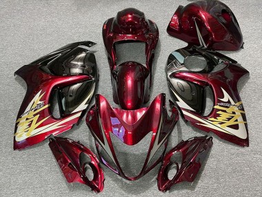 Großhandel Suzuki GSXR 1300 Motorrad Verkleidung 2008-2020 - Dunkel Rot Gold